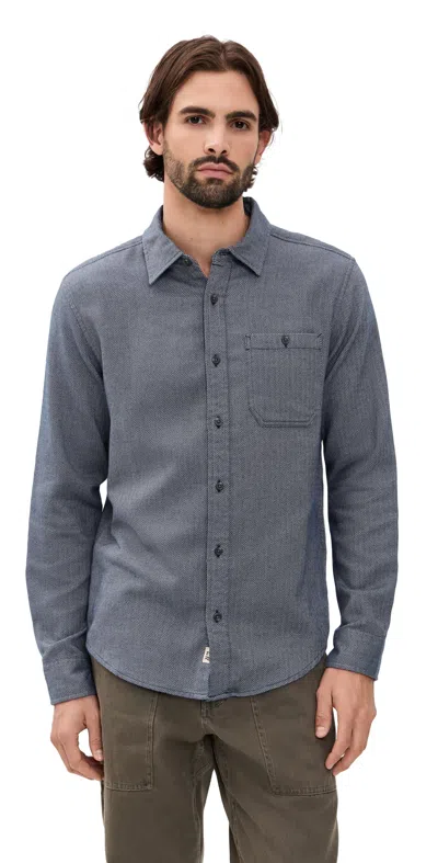 Fair Harbor Seaside Lightweight Flannel Navy Herringbone In Gray