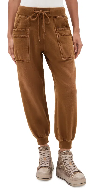 R13 Elasticated Cotton Track Pants In Brown