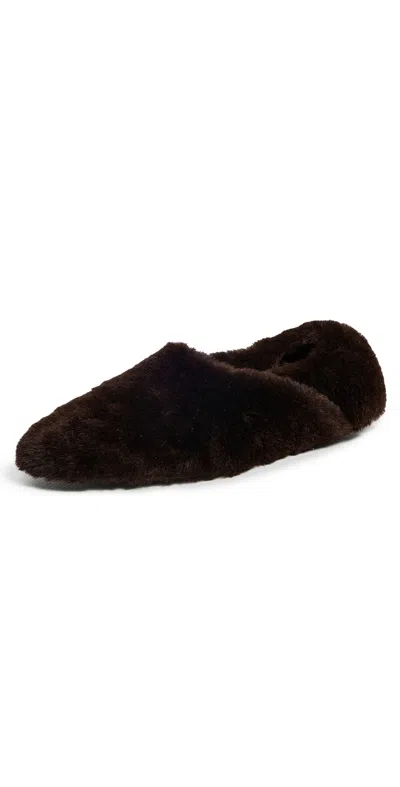 Proenza Schouler Ruched Tee Slippers In Shearling Chocolate In Brown