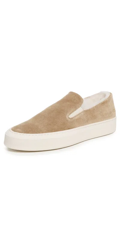 Common Projects Slip On Suede And Shearling Sneakers Tan In Brown