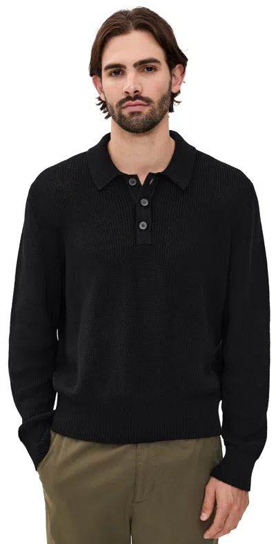 Corridor Long Sleeve Slouchy Polo Black In Black