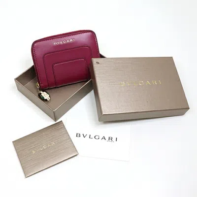Pre-owned Bvlgari Red Color Wine Leather Coin Purse/coin Case ()