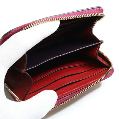 Pre-owned Bvlgari Red Color Wine Leather Coin Purse/coin Case ()