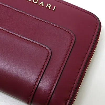 Pre-owned Bvlgari Red Color Wine Leather Coin Purse/coin Case ()