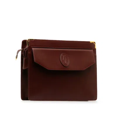 Pre-owned Cartier Wine Red Leather Clutch Bag ()