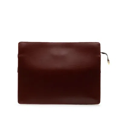 Pre-owned Cartier Wine Red Leather Clutch Bag ()