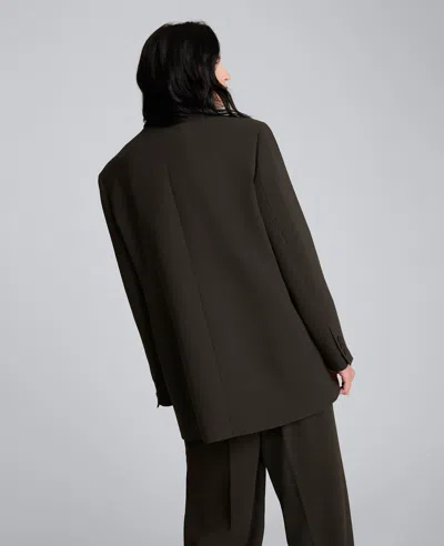 Kenneth Cole Luxe Twill Two Button Boyfriend Jacket In Brown