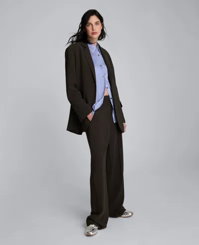 Kenneth Cole Luxe Twill Two Button Boyfriend Jacket In Brown