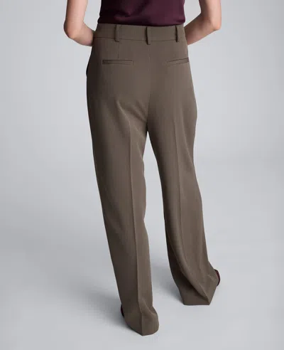 Kenneth Cole Double Pleat High Waist Wide Leg Pants In Brown