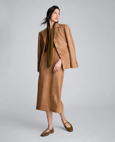 Kenneth Cole Snake Embossed Three Button Contoured Jacket In Brown