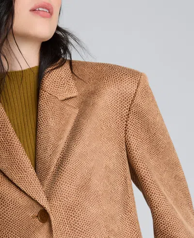 Kenneth Cole Snake Embossed Three Button Contoured Jacket In Brown