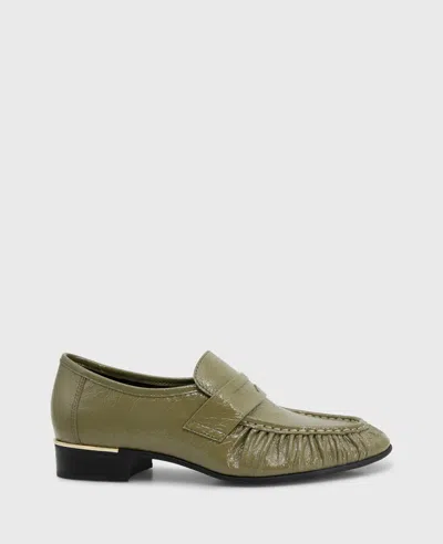 Kenneth Cole Reece Crinkle Patent Penny Loafer In Green