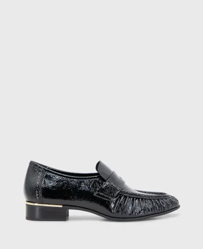Kenneth Cole Reece Crinkle Patent Penny Loafer In Black