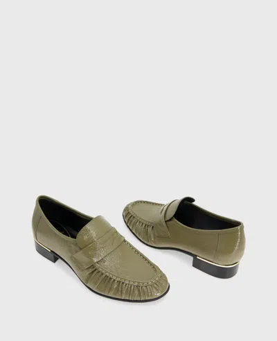 Kenneth Cole Reece Crinkle Patent Penny Loafer In Green