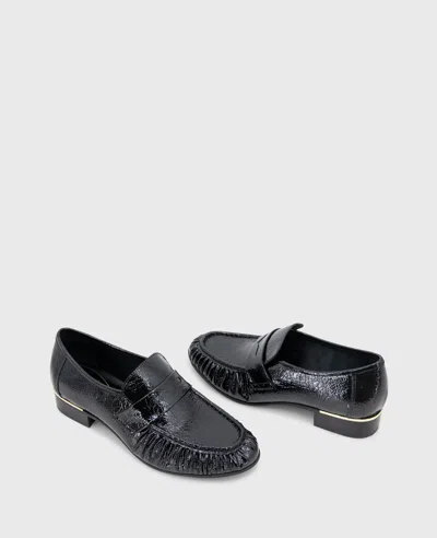 Kenneth Cole Reece Crinkle Patent Penny Loafer In Black