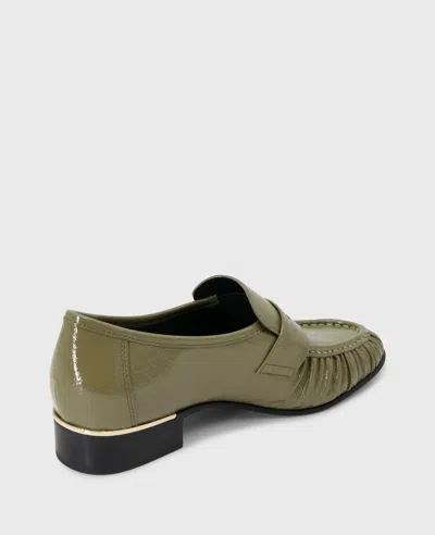 Kenneth Cole Reece Crinkle Patent Penny Loafer In Green
