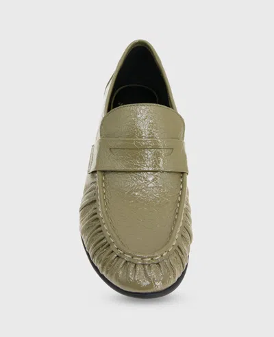 Kenneth Cole Reece Crinkle Patent Penny Loafer In Green