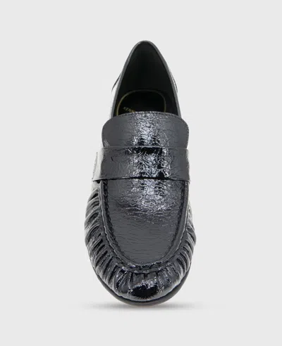 Kenneth Cole Reece Crinkle Patent Penny Loafer In Black