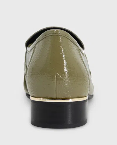 Kenneth Cole Reece Crinkle Patent Penny Loafer In Green