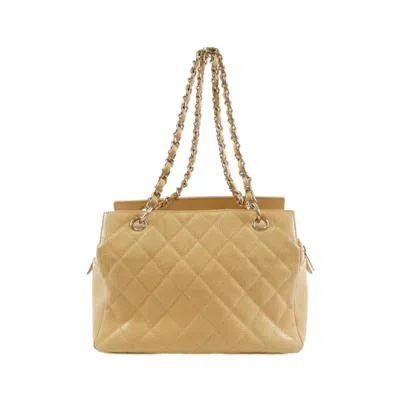 Pre-owned Chanel Beige Sand Grained Calfskin Shoulder Bag ()