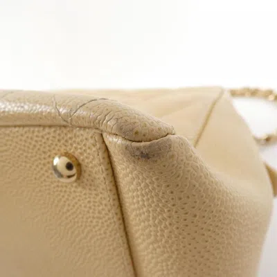 Pre-owned Chanel Beige Sand Grained Calfskin Shoulder Bag ()