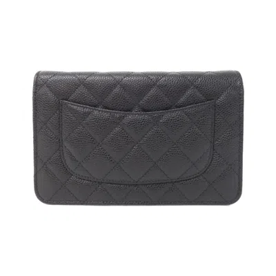Pre-owned Chanel Black Bordeaux Grained Calfskin Chain/shoulder Wallet () In Multi