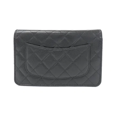 Pre-owned Chanel Black Bordeaux Grained Calfskin Chain/shoulder Wallet () In Multi