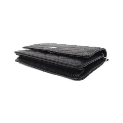 Pre-owned Chanel Black Bordeaux Grained Calfskin Chain/shoulder Wallet () In Multi