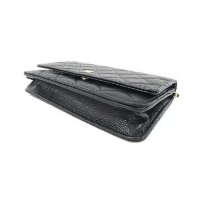 Pre-owned Chanel Black Bordeaux Grained Calfskin Chain/shoulder Wallet () In Multi