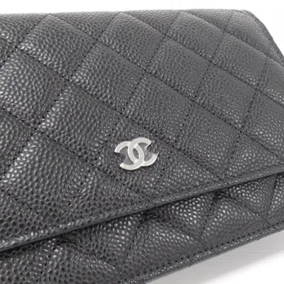 Pre-owned Chanel Black Bordeaux Grained Calfskin Chain/shoulder Wallet () In Multi