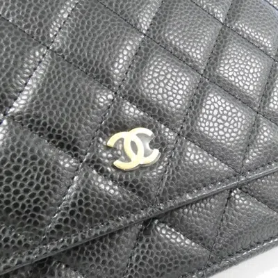 Pre-owned Chanel Black Bordeaux Grained Calfskin Chain/shoulder Wallet () In Multi