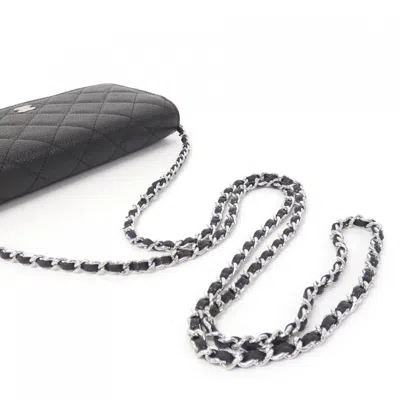 Pre-owned Chanel Black Bordeaux Grained Calfskin Chain/shoulder Wallet () In Multi