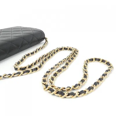Pre-owned Chanel Black Bordeaux Grained Calfskin Chain/shoulder Wallet () In Multi