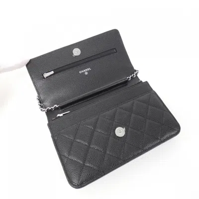 Pre-owned Chanel Black Bordeaux Grained Calfskin Chain/shoulder Wallet () In Multi