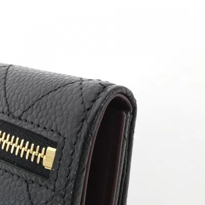 Pre-owned Chanel Black Bordeaux Grained Calfskin Wallet (bi-fold) () In Multi