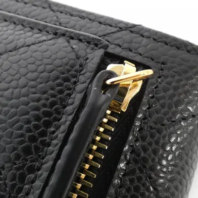 Pre-owned Chanel Black Bordeaux Grained Calfskin Wallet (bi-fold) () In Multi