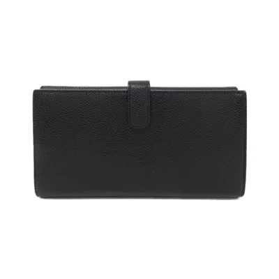 Pre-owned Chanel Black Grained Calfskin Long Wallet (bi-fold) ()