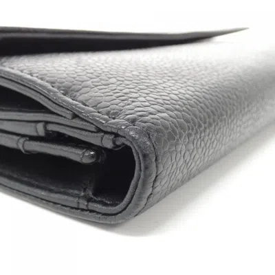 Pre-owned Chanel Black Grained Calfskin Long Wallet (bi-fold) ()