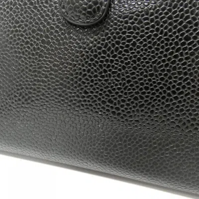Pre-owned Chanel Black Grained Calfskin Long Wallet (bi-fold) ()