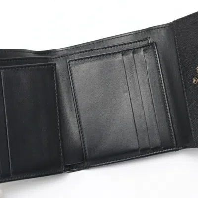 Pre-owned Chanel Black Grained Calfskin Wallet (tri-fold) ()