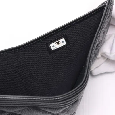 Pre-owned Chanel Black Grained Calfskin Wallet (tri-fold) ()