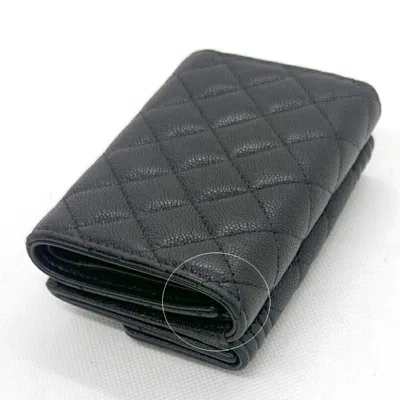 Pre-owned Chanel Black Grained Calfskin Wallet (tri-fold) ()