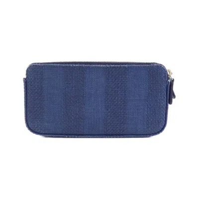 Pre-owned Chanel Navy Leather Chain/shoulder Wallet () In Blue