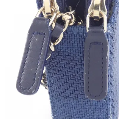 Pre-owned Chanel Navy Leather Chain/shoulder Wallet () In Blue
