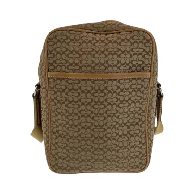 Pre-owned Coach Beige Brown Canvas Leather Pochette Shoulder Bag ()