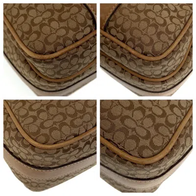 Pre-owned Coach Beige Brown Canvas Leather Pochette Shoulder Bag ()