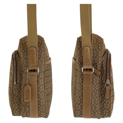 Pre-owned Coach Beige Brown Canvas Leather Pochette Shoulder Bag ()
