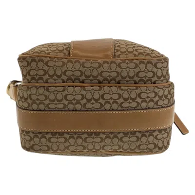 Pre-owned Coach Beige Brown Canvas Leather Pochette Shoulder Bag ()