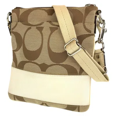 Pre-owned Coach Beige Brown Canvas Pochette Shoulder Bag ()