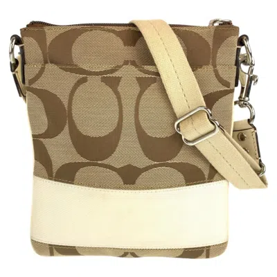 Pre-owned Coach Beige Brown Canvas Pochette Shoulder Bag ()